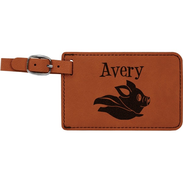 Custom Flying Pigs Leatherette Luggage Tag (Personalized)