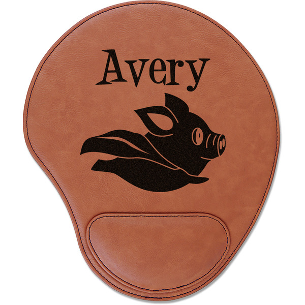 Custom Flying Pigs Leatherette Mouse Pad with Wrist Support (Personalized)