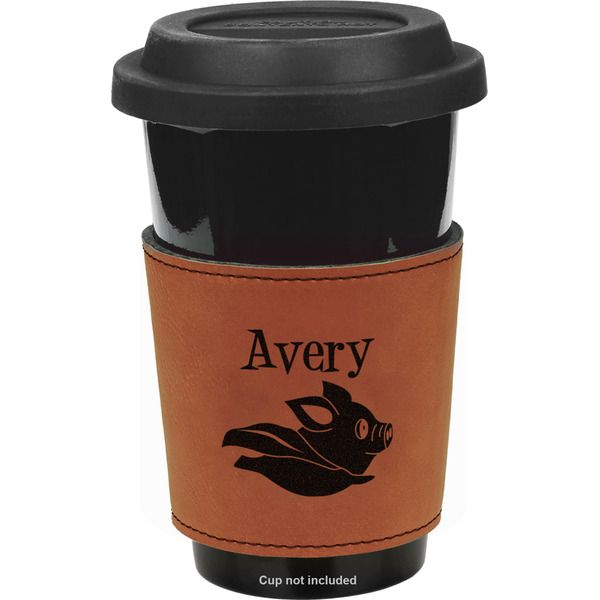 Custom Flying Pigs Leatherette Cup Sleeve - Single Sided (Personalized)
