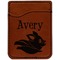 Flying Pigs Cognac Leatherette Phone Wallet close up
