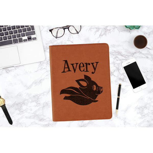 Flying Pigs Cognac Leatherette Portfolios - Lifestyle Image