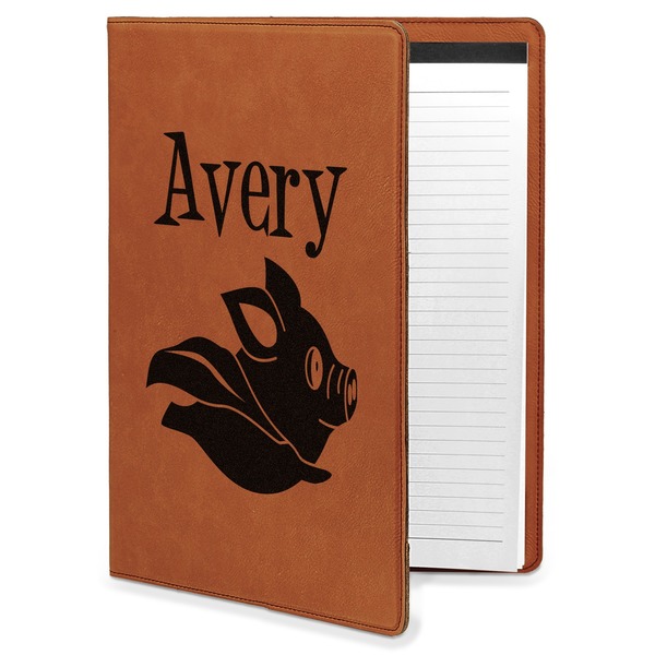 Custom Flying Pigs Leatherette Portfolio with Notepad - Large - Double Sided (Personalized)