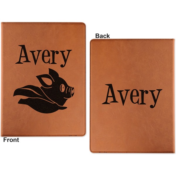 Flying Pigs Cognac Leatherette Portfolios with Notepad - Small - Double Sided- Apvl
