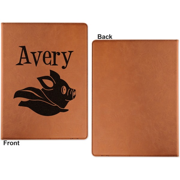 Flying Pigs Cognac Leatherette Portfolios with Notepad - Small - Single Sided- Apvl