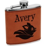 Flying Pigs Leatherette Wrapped Stainless Steel Flask (Personalized)