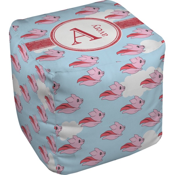 Custom Flying Pigs Cube Pouf Ottoman (Personalized)
