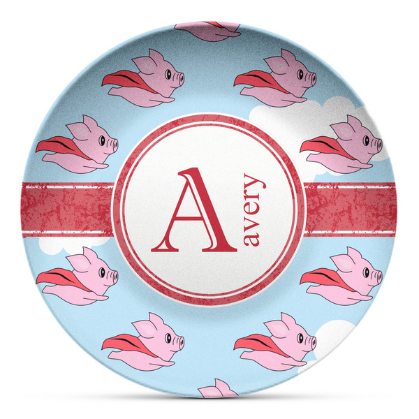 Custom Flying Pigs Microwave Safe Plastic Plate - Composite Polymer (Personalized)