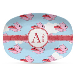 Flying Pigs Plastic Platter - Microwave & Oven Safe Composite Polymer (Personalized)