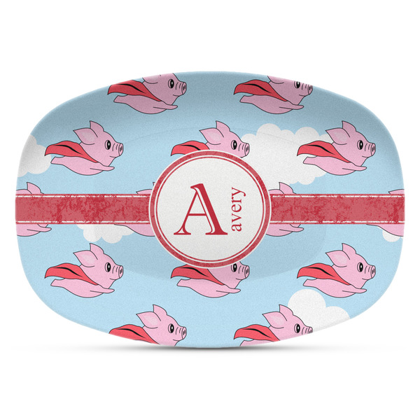 Custom Flying Pigs Plastic Platter - Microwave & Oven Safe Composite Polymer (Personalized)