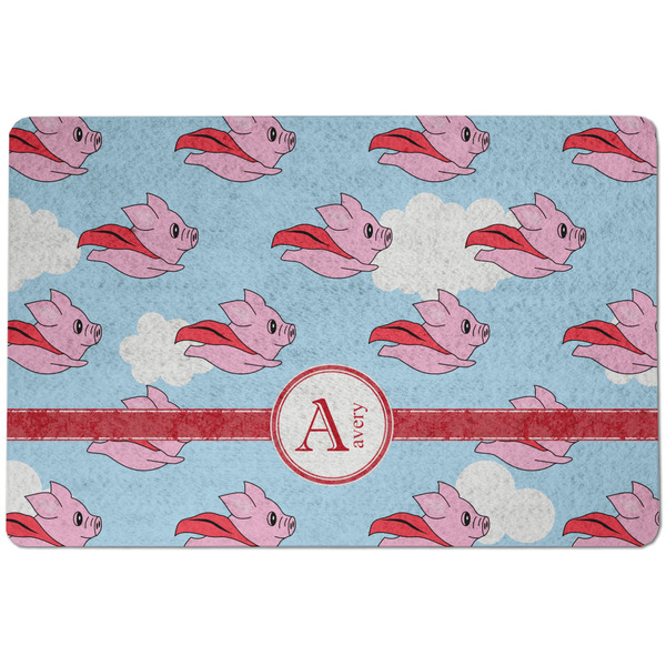Custom Flying Pigs Dog Food Mat w/ Name and Initial
