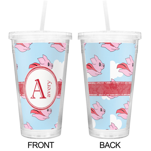 Flying Pigs Double Wall Tumbler with Straw - Approval