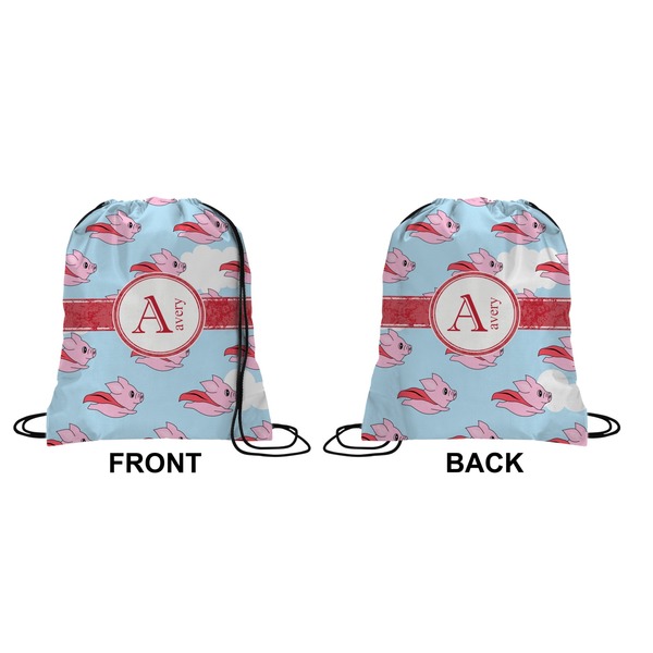 Flying Pigs Drawstring Backpack Front & Back Small