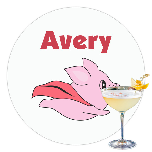 Custom Flying Pigs Printed Drink Topper - 3.5" (Personalized)