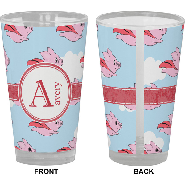 Flying Pigs Pint Glass - Full Color - Front & Back Views