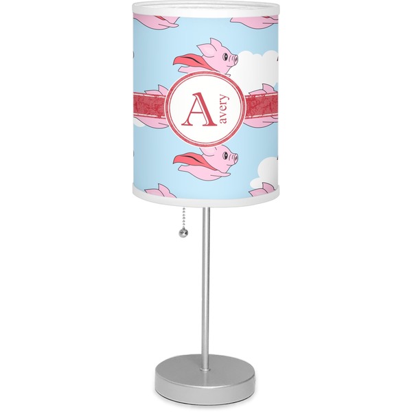Custom Flying Pigs 7" Drum Lamp with Shade Linen (Personalized)