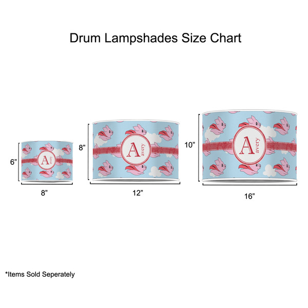 Flying Pigs Drum Lampshades - Sizing Chart