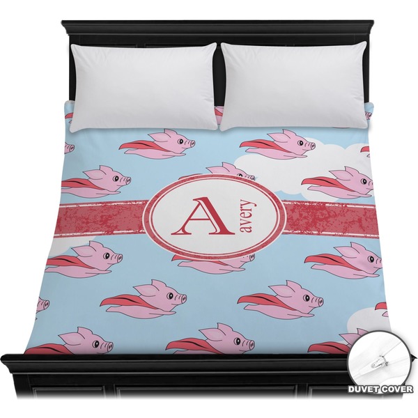Custom Flying Pigs Duvet Cover - Full / Queen (Personalized)