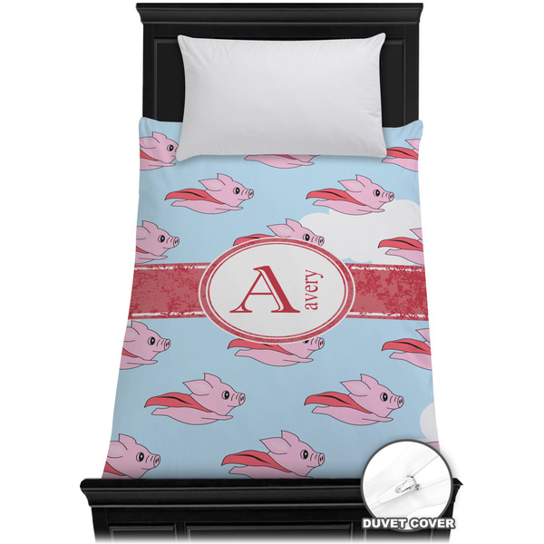 Custom Flying Pigs Duvet Cover - Twin XL (Personalized)