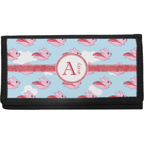 Custom Flying Pigs Canvas Checkbook Cover (Personalized)