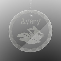 Flying Pigs Engraved Glass Ornament - Round (Personalized)