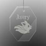Flying Pigs Engraved Glass Ornament - Octagon (Personalized)
