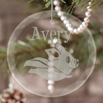 Flying Pigs Engraved Glass Ornament (Personalized)