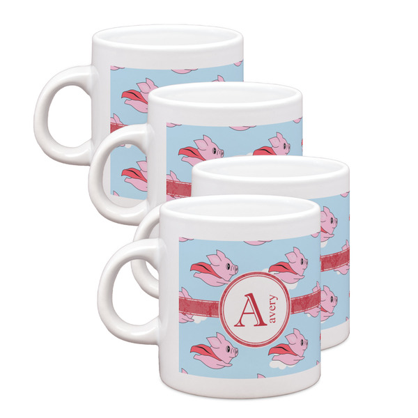 Custom Flying Pigs Single Shot Espresso Cups - Set of 4 (Personalized)