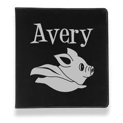 Flying Pigs Leather Binder - 1" - Black (Personalized)