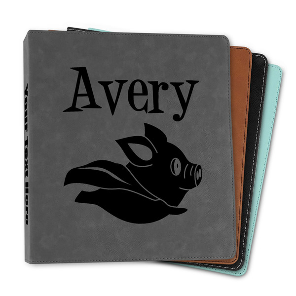 Custom Flying Pigs Leather Binder - 1" (Personalized)