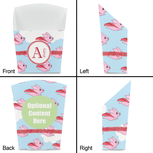 Flying Pigs French Fry Favor Box - Front & Back View