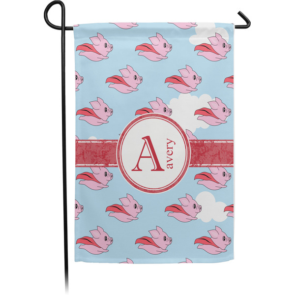 Custom Flying Pigs Small Garden Flag - Single Sided w/ Name and Initial