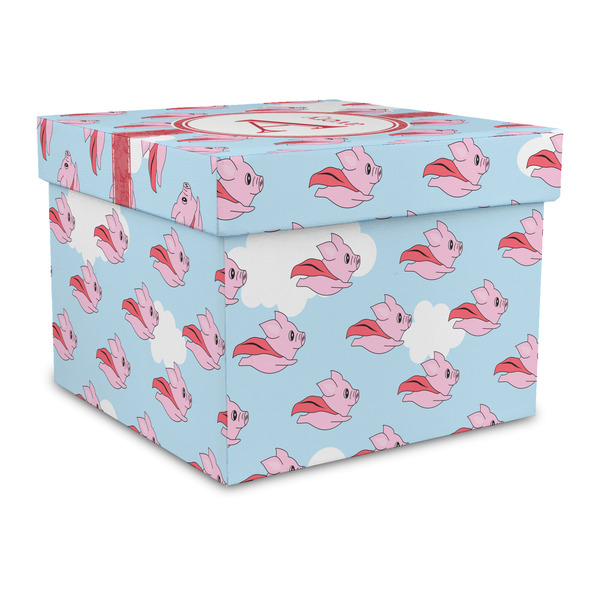 Custom Flying Pigs Gift Box with Lid - Canvas Wrapped - Large (Personalized)