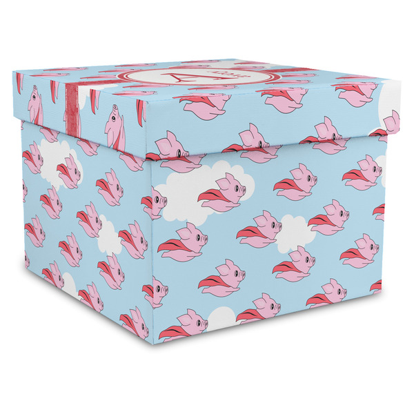 Custom Flying Pigs Gift Box with Lid - Canvas Wrapped - X-Large (Personalized)