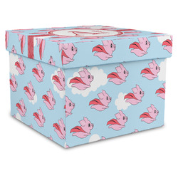 Flying Pigs Gift Box with Lid - Canvas Wrapped - XX-Large (Personalized)