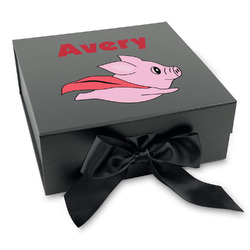 Flying Pigs Gift Box with Magnetic Lid - Black (Personalized)