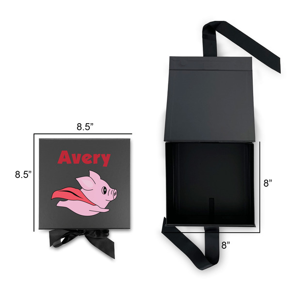 Flying Pigs Gift Boxes with Magnetic Lid - Black - Open & Closed