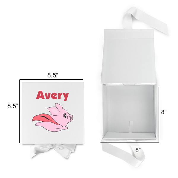 Flying Pigs Gift Boxes with Magnetic Lid - White - Open & Closed