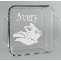 Flying Pigs Glass Cake Dish - 8in x 8in (Personalized)
