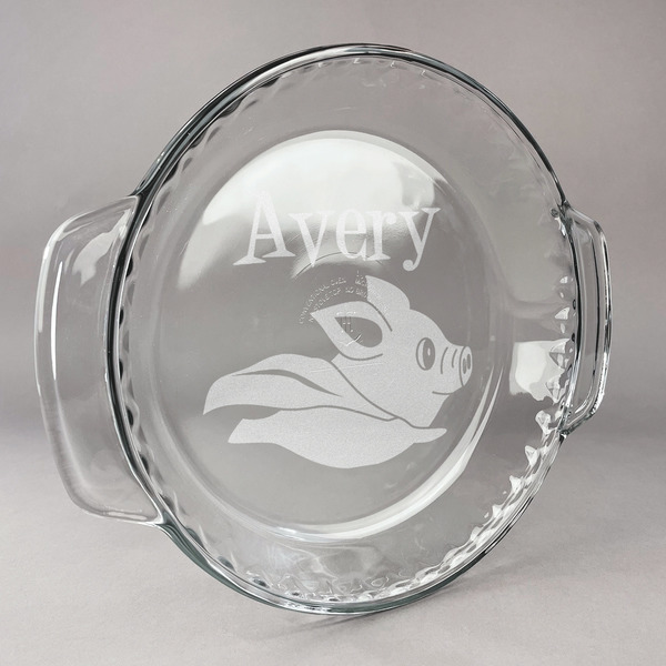 Custom Flying Pigs Glass Pie Dish - 9.5in Round (Personalized)