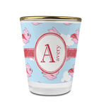 Flying Pigs Glass Shot Glass - 1.5 oz - with Gold Rim - Set of 4 (Personalized)