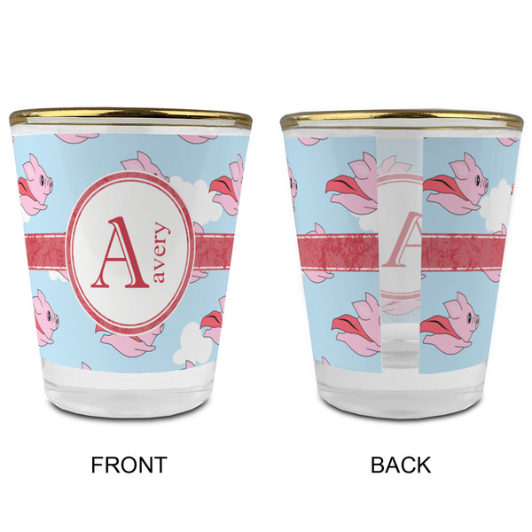 Flying Pigs Glass Shot Glass - with gold rim - APPROVAL