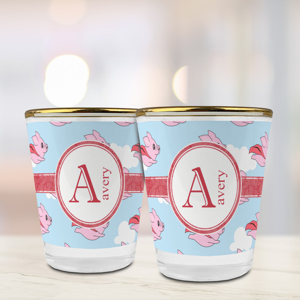 Flying Pigs Glass Shot Glass - with gold rim - LIFESTYLE