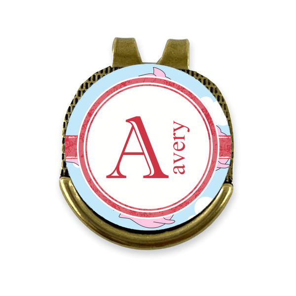 Custom Flying Pigs Golf Ball Marker - Hat Clip - Gold