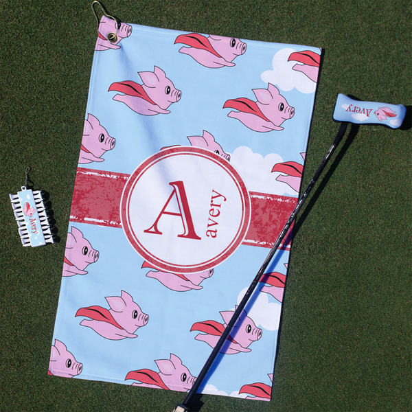 Custom Flying Pigs Golf Towel Gift Set (Personalized)