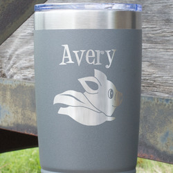 Flying Pigs 20 oz Stainless Steel Tumbler - Grey - Double Sided (Personalized)