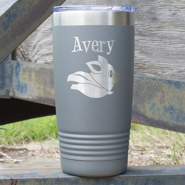 Custom Flying Pigs 20 oz Stainless Steel Tumbler - Grey - Single Sided (Personalized)