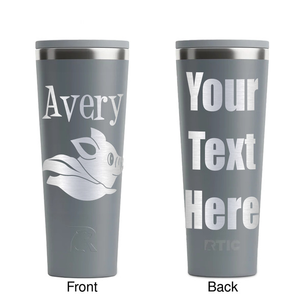 Flying Pigs Grey RTIC Everyday Tumbler - 28 oz. - Front and Back
