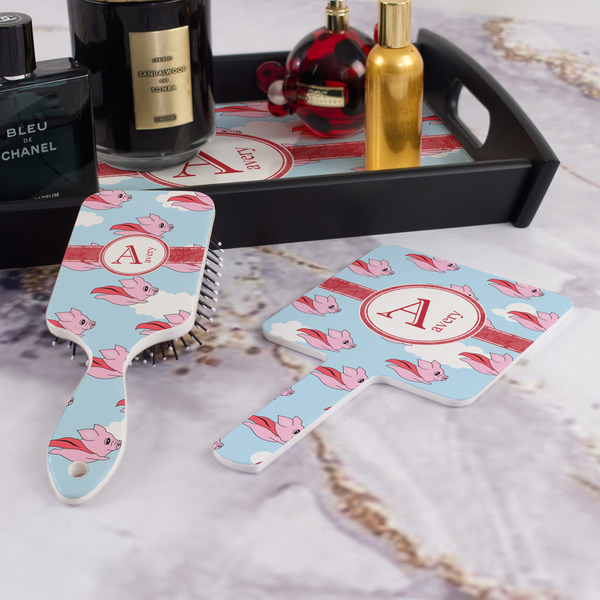 Flying Pigs Hair Brush and Hand Mirror - Bathroom Scene