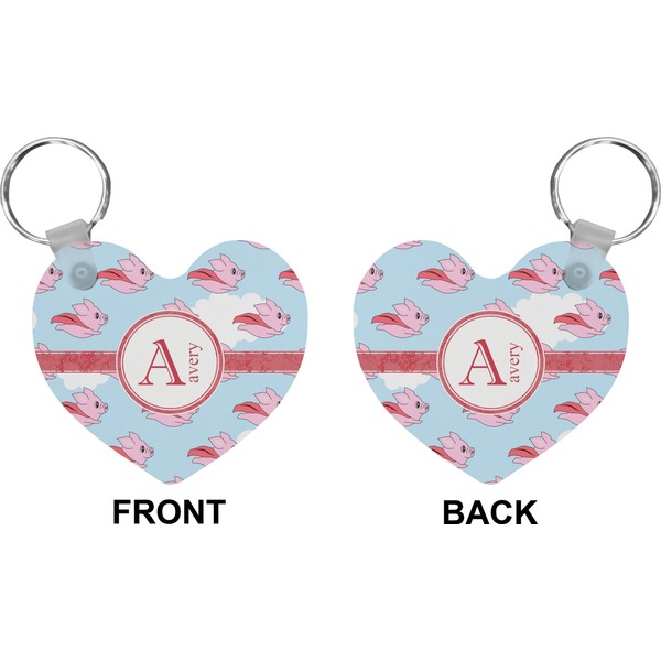 Flying Pigs Heart Keychain (Front + Back)