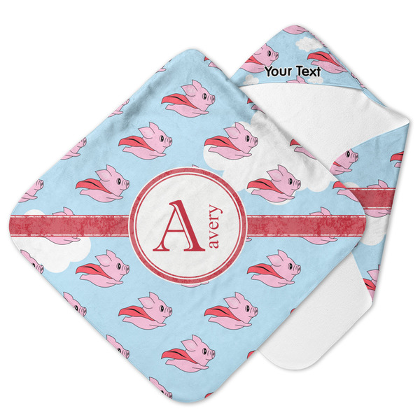 Custom Flying Pigs Hooded Baby Towel (Personalized)